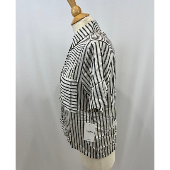 RVCA Sunday Collection Take It Easy Striped Button Up Shirt Blouse - Picture 5 of 12